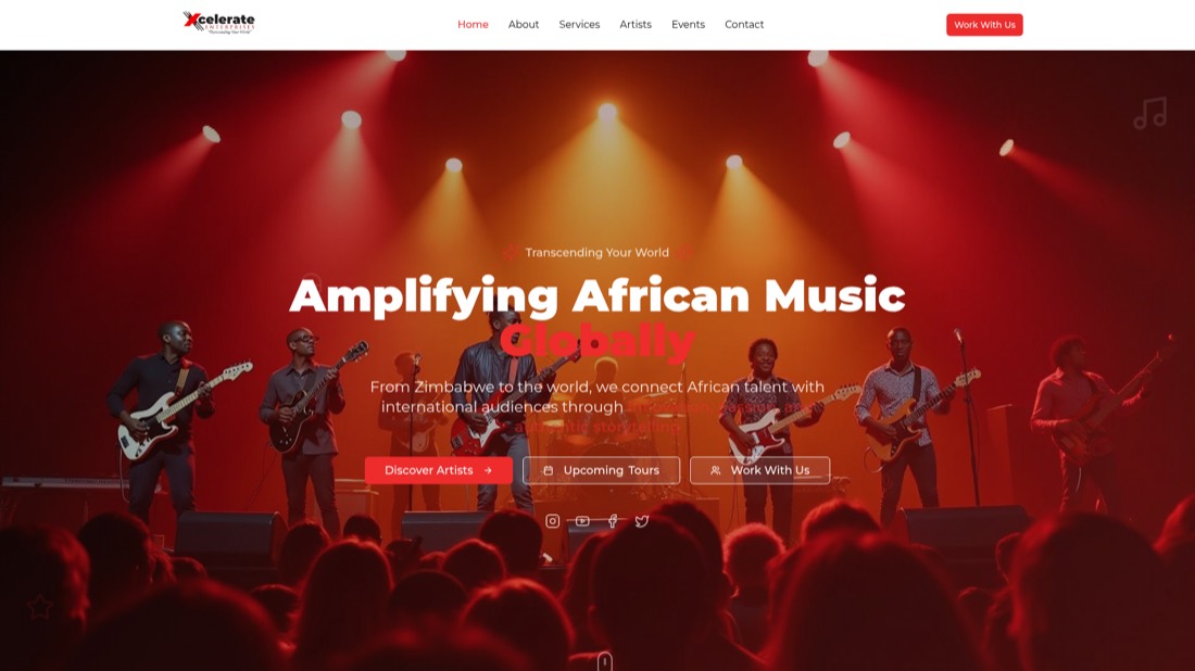 Xcelerate Entertainment website