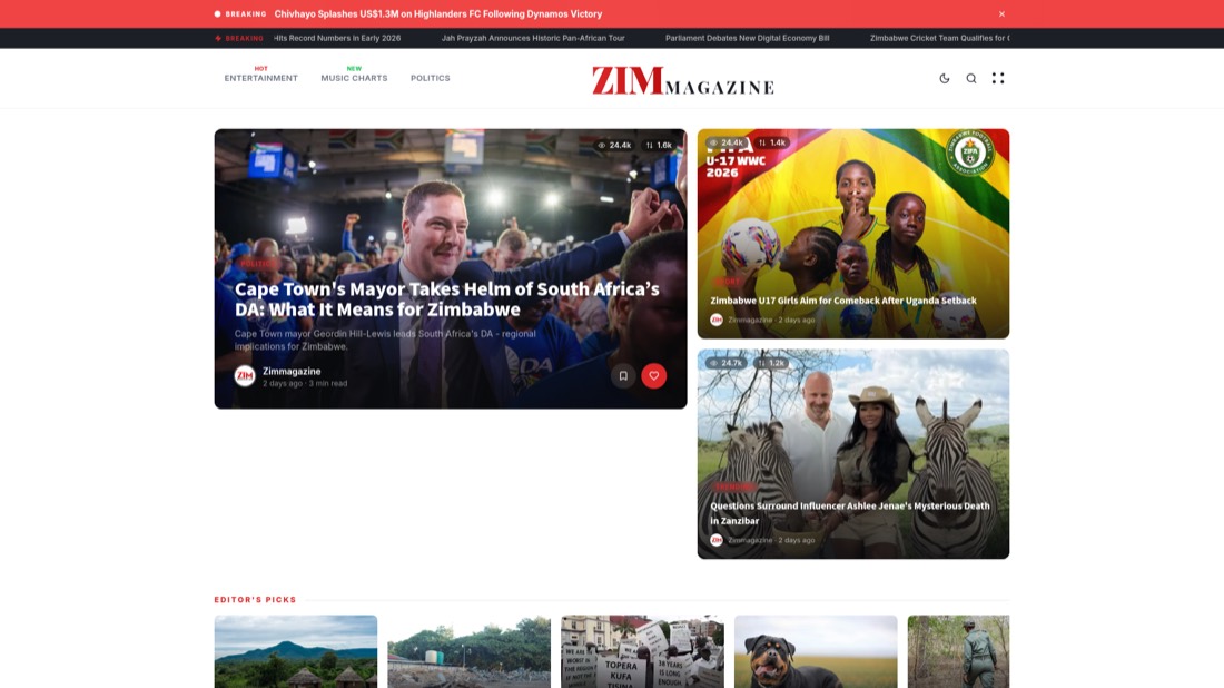 Zim Magazine website